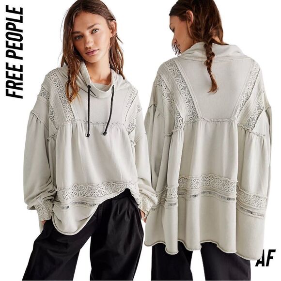 FREE PEOPLE DARLING PULLOVER IN GREY NWT XS - Picture 1 of 12